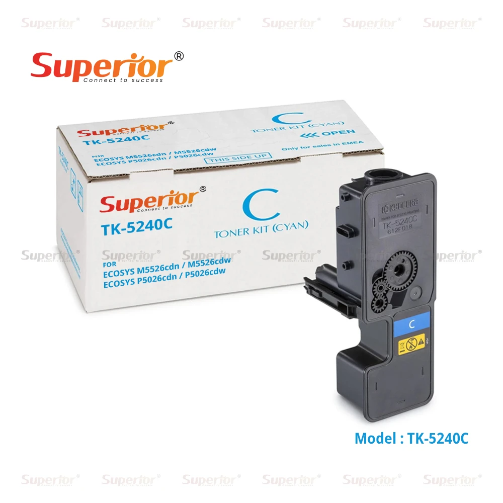 Superior TK-5240C Cyan High Yield Compatible Toner Cartridge – For Kyocera ECOSYS M5526cdn / M5526cdw, ECOSYS P5026cdn / P5026cdw